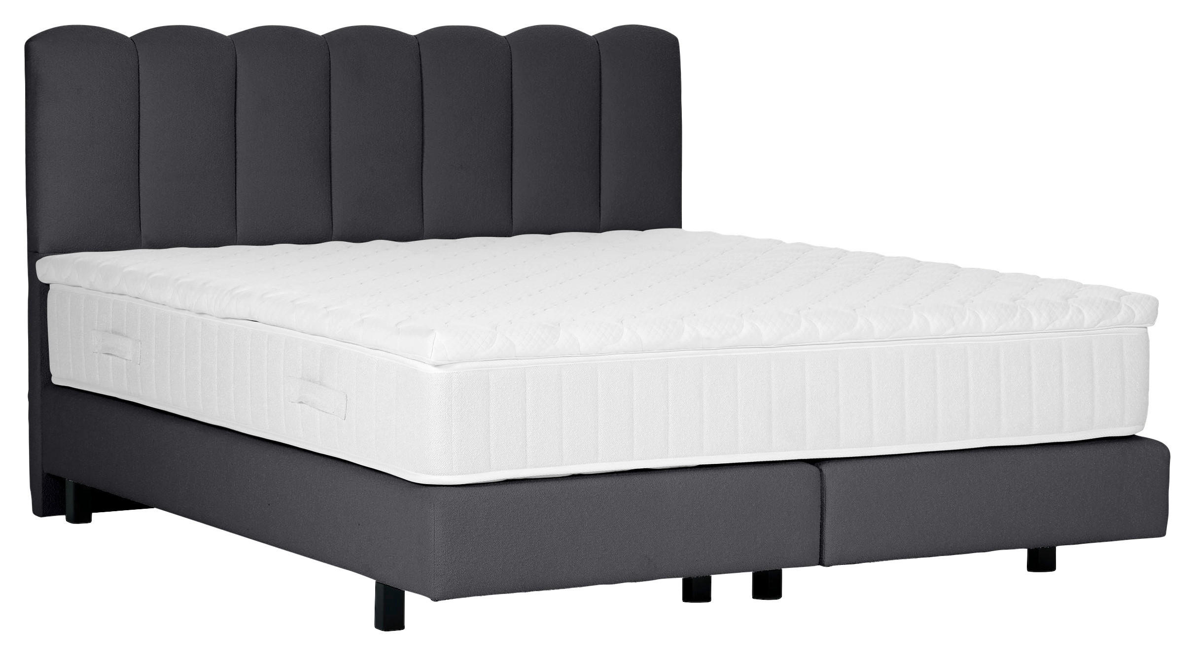 BOXSPRINGBETT 180/200 cm,  in Anthrazit, Topper, Matratzen, H3 = fest  - Anthrazit/Schwarz, Design, Holzwerkstoff/Textil (180/200cm) - Esposa