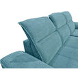 ECKSOFA Türkis Cord Sitzvorzug, Kopfteilverstellung, Rücken echt  - Türkis/Schwarz, KONVENTIONELL, Textil/Metall (290/196cm) - Carryhome