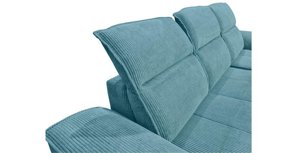 ECKSOFA Türkis Cord Sitzvorzug, Kopfteilverstellung, Rücken echt  - Türkis/Schwarz, KONVENTIONELL, Textil/Metall (290/196cm) - Carryhome