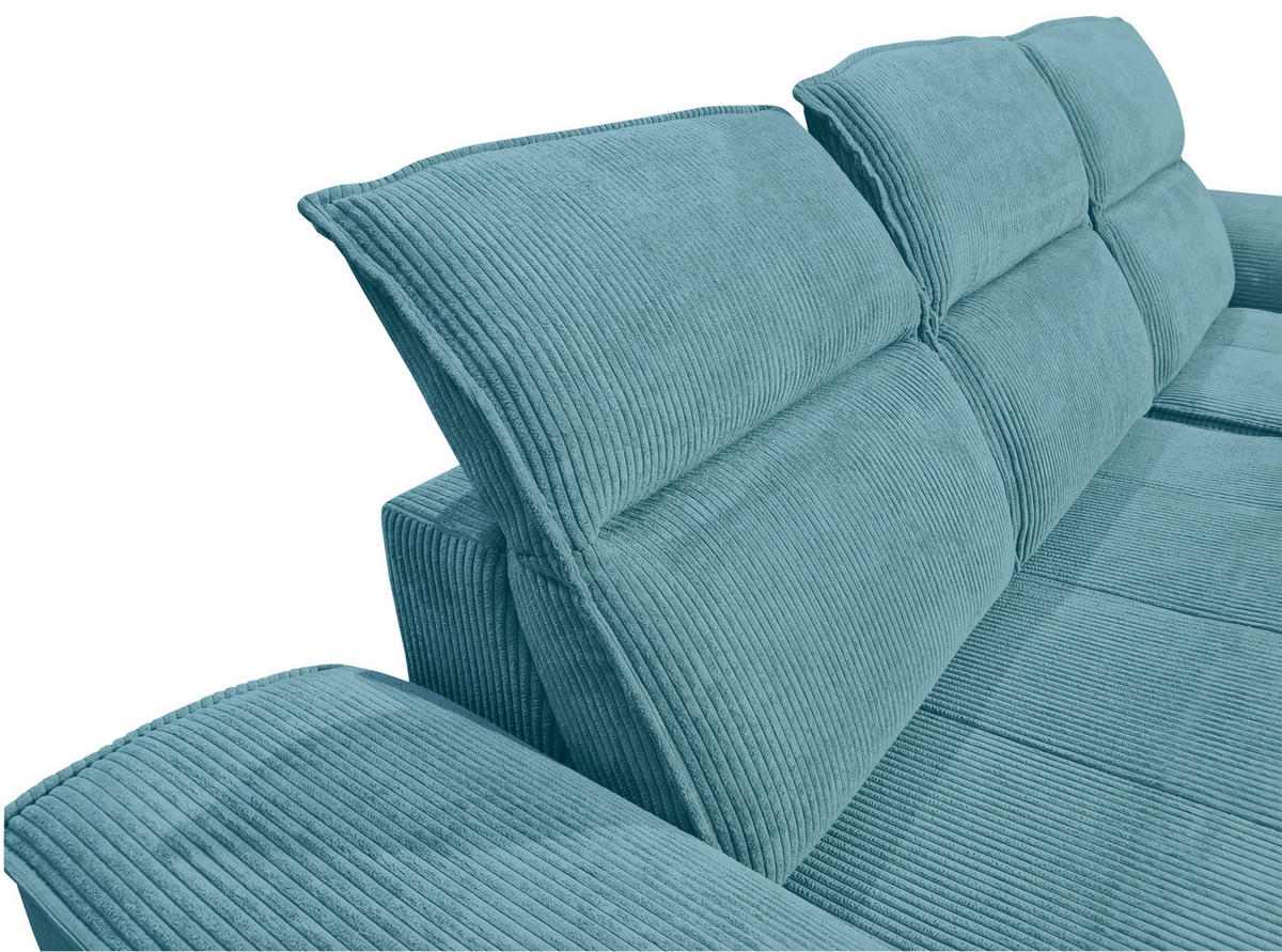 ECKSOFA Türkis Cord  - Türkis/Schwarz, KONVENTIONELL, Textil/Metall (290/196cm) - Carryhome