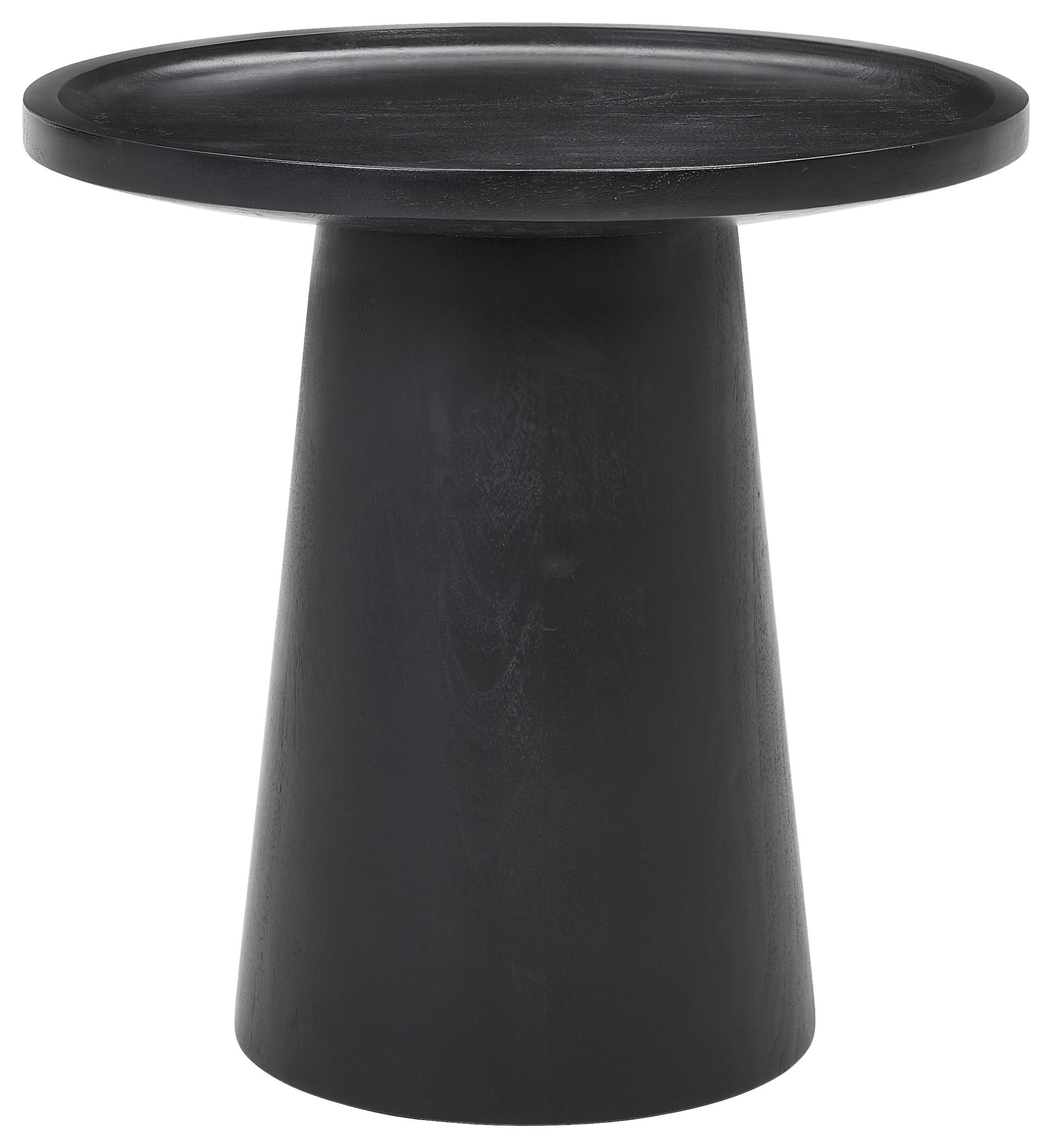 BEISTELLTISCH 33/33/43 cm Akazie vollmassiv Schwarz rund  - Schwarz, Design, Holz (33/33/43cm) - Carryhome