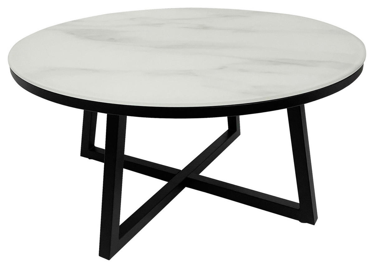 COUCHTISCH in Metall, Glas 80/80/40 cm  - Weiss/Schwarz, Design, Glas/Metall (80/80/40cm) - Xora