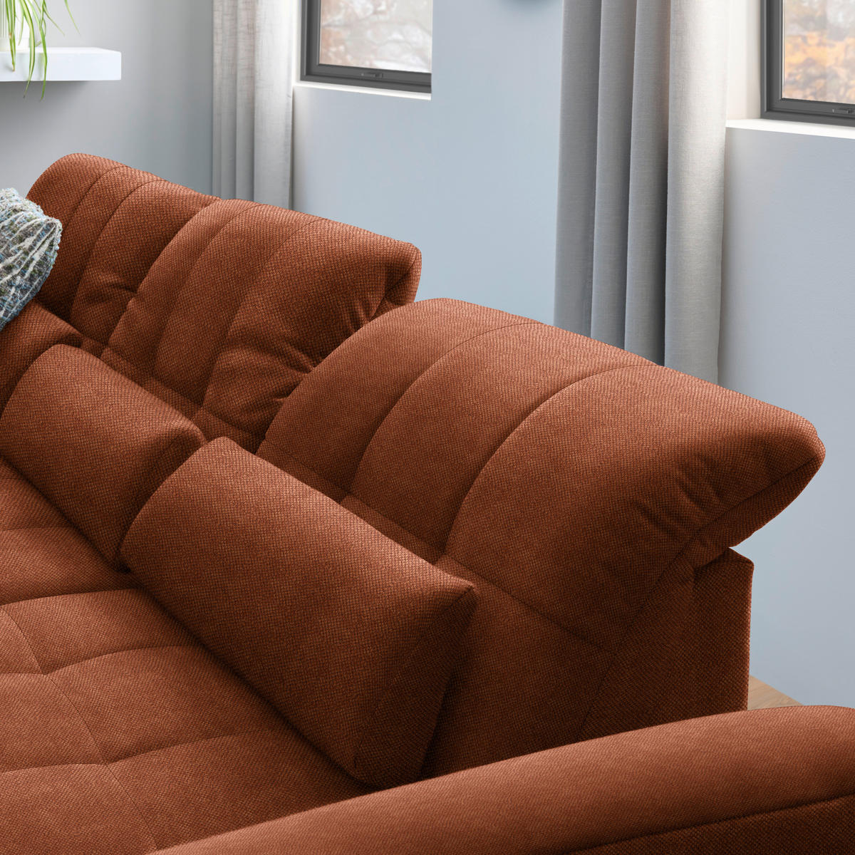 ECKSOFA Flachgewebe Rostfarben  - Rostfarben/Schwarz, Design, Textil/Metall (204/341cm) - Xora