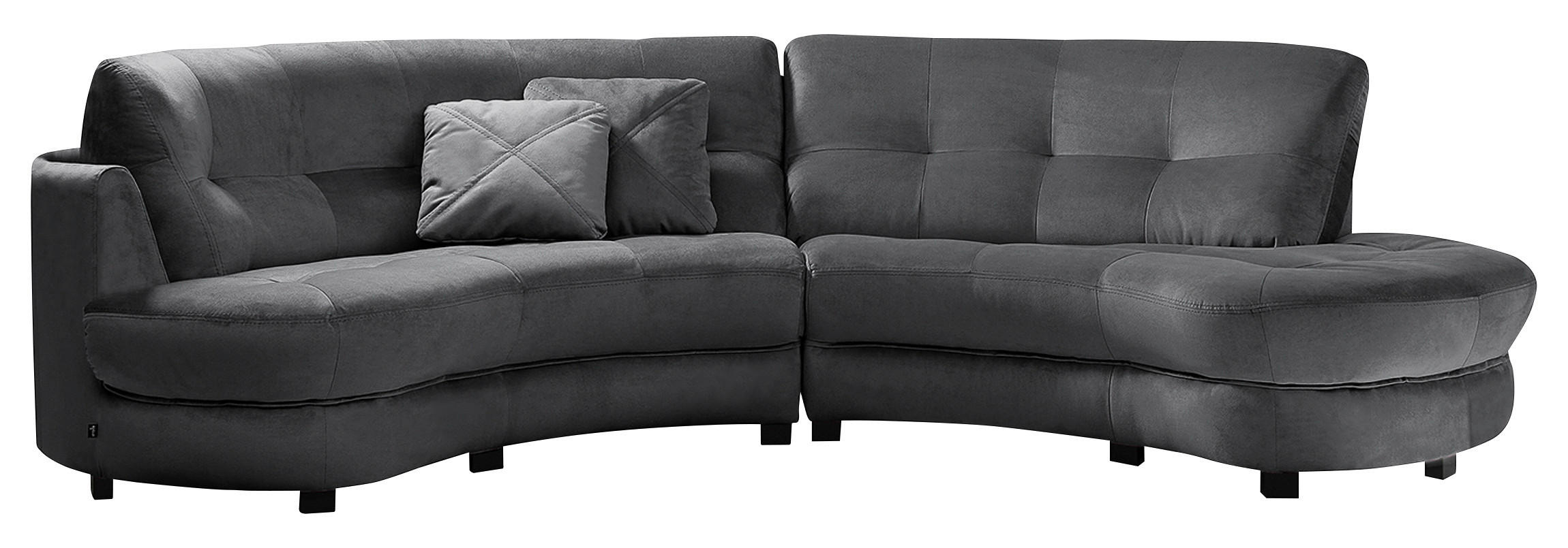 ECKSOFA BRETANIA in Samt Anthrazit  300/113 cm  - Anthrazit/Schwarz, Design, Kunststoff/Textil (300/113cm) - Livetastic