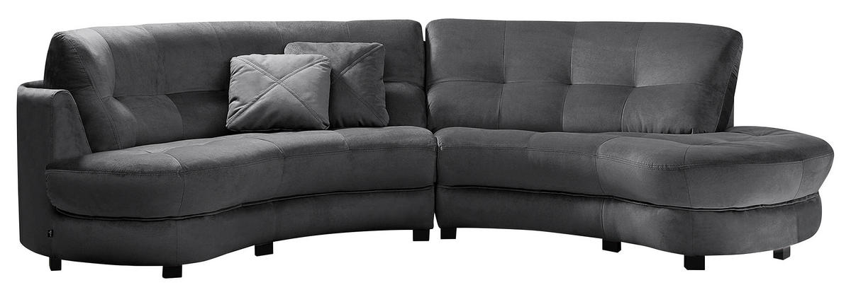 ECKSOFA BRETANIA in Samt Anthrazit  300/113 cm  - Anthrazit/Schwarz, Design, Kunststoff/Textil (300/113cm) - Livetastic