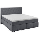 BOXSPRINGBETT 180/200 cm,  in Dunkelblau, Matratze, Topper, unterschiedliche Matratzenhärtegrade je Bettseite, H2 + H3 = mittel + fest  - Schwarz/Dunkelblau, KONVENTIONELL, Holz/Kunststoff (180/200cm) - Voleo