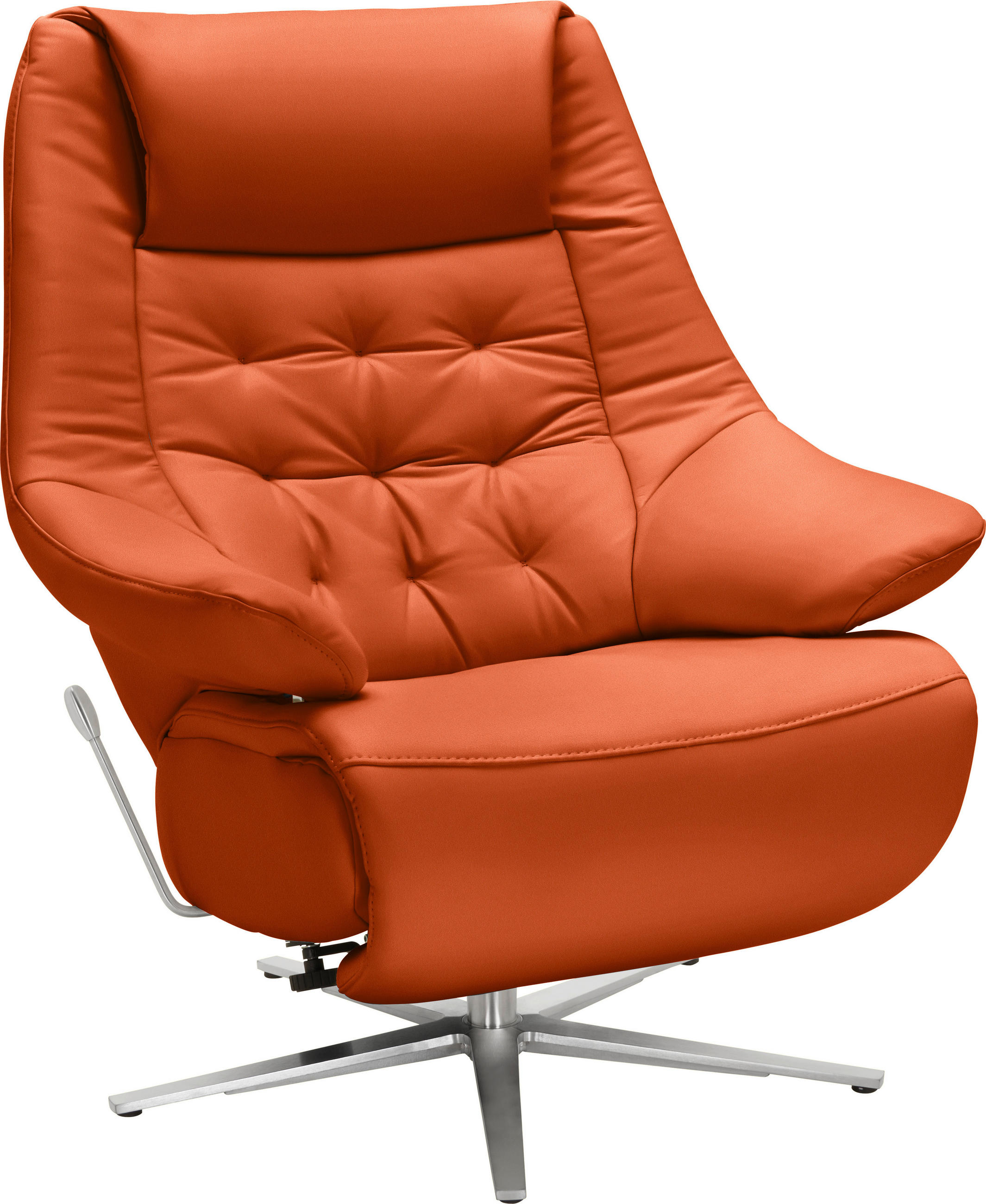 RELAXSESSEL in Leder Rot  - Rot/Alufarben, Design, Leder/Metall (84/104/81cm) - Valdera