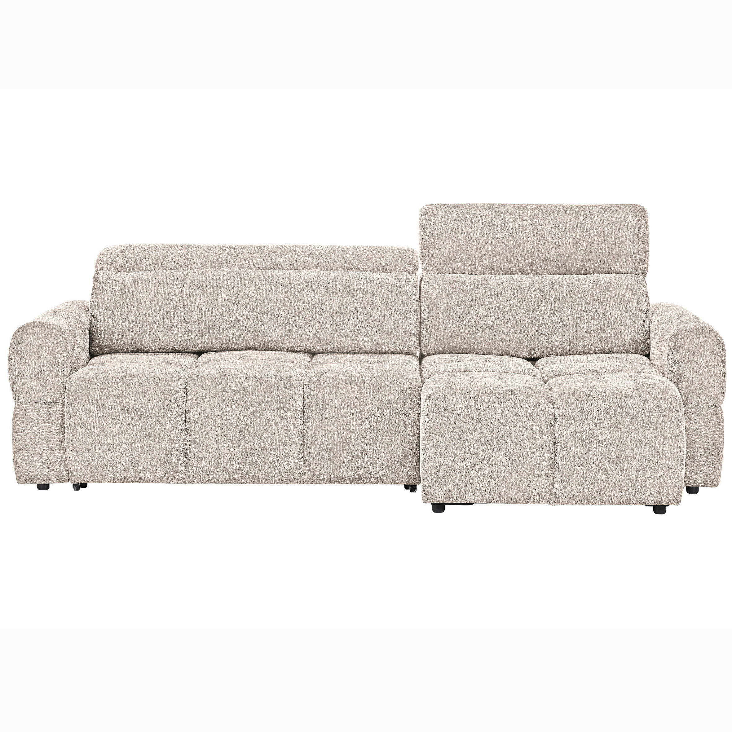 ECKSOFA Beige Chenille Bettkasten, Rücken echt, Kopfteilverstellung, Sitztiefenverstellung  - Beige/Schwarz, MODERN, Kunststoff/Textil (268/165cm) - Carryhome