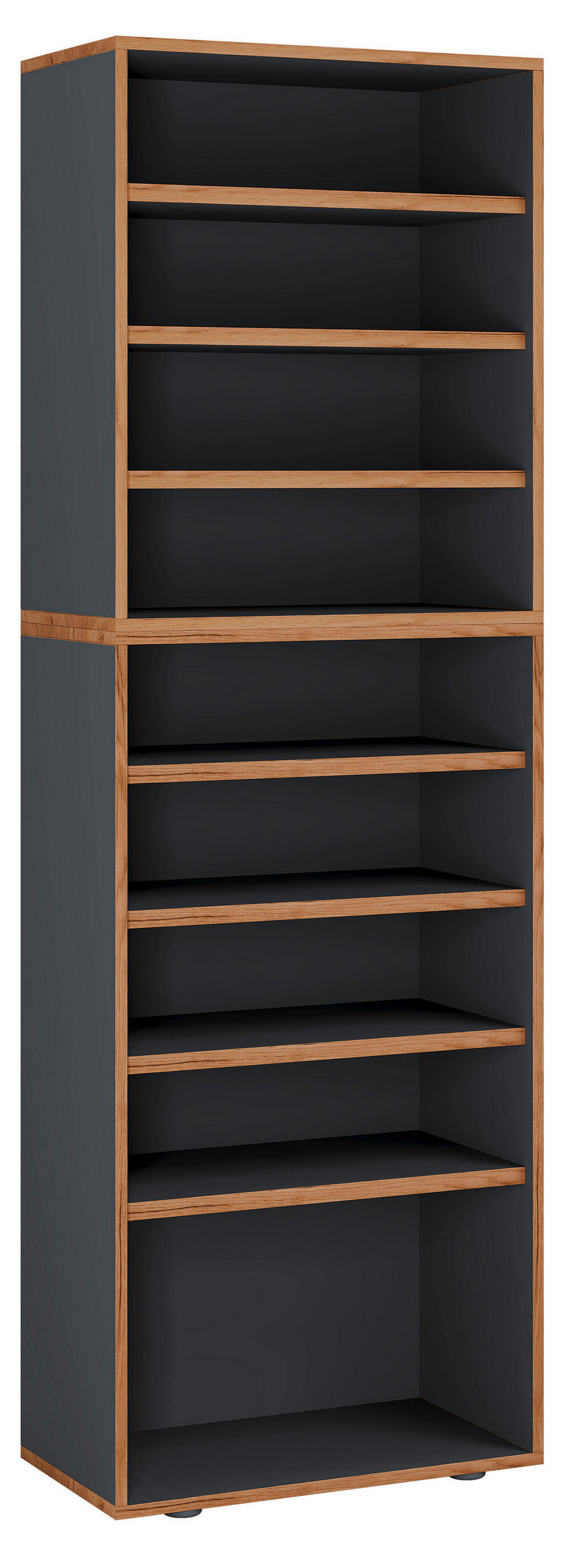 SCHUHREGAL Anthrazit, Honigeiche  - Honigeiche/Anthrazit, Design, Holzwerkstoff/Kunststoff (60/183/33cm) - MID.YOU