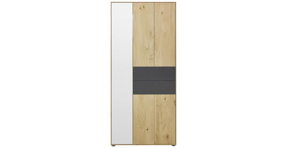 GARDEROBENSCHRANK 88,5/196/39 cm  - Eichefarben/Anthrazit, Natur, Glas/Holz (88,5/196/39cm) - Valnatura