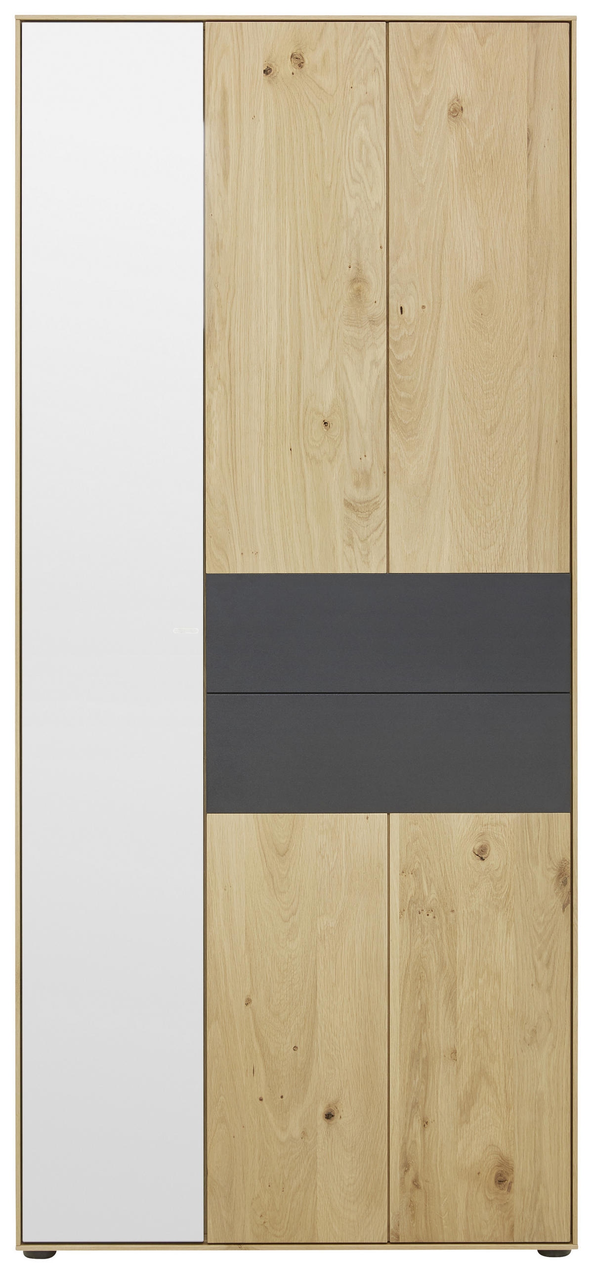 GARDEROBENSCHRANK  in 88,5/196/39 cm  - Eichefarben/Anthrazit, Natur, Glas/Holz (88,5/196/39cm) - Valnatura