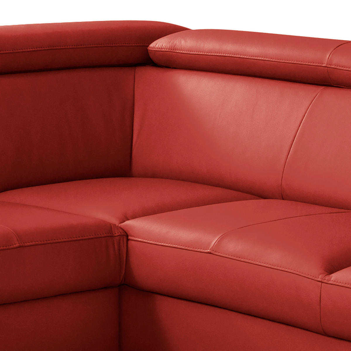 ECKSOFA Lederlook Echtleder Rot  - Rot/Schwarz, Design, Leder/Holz (244/199cm) - Livetastic