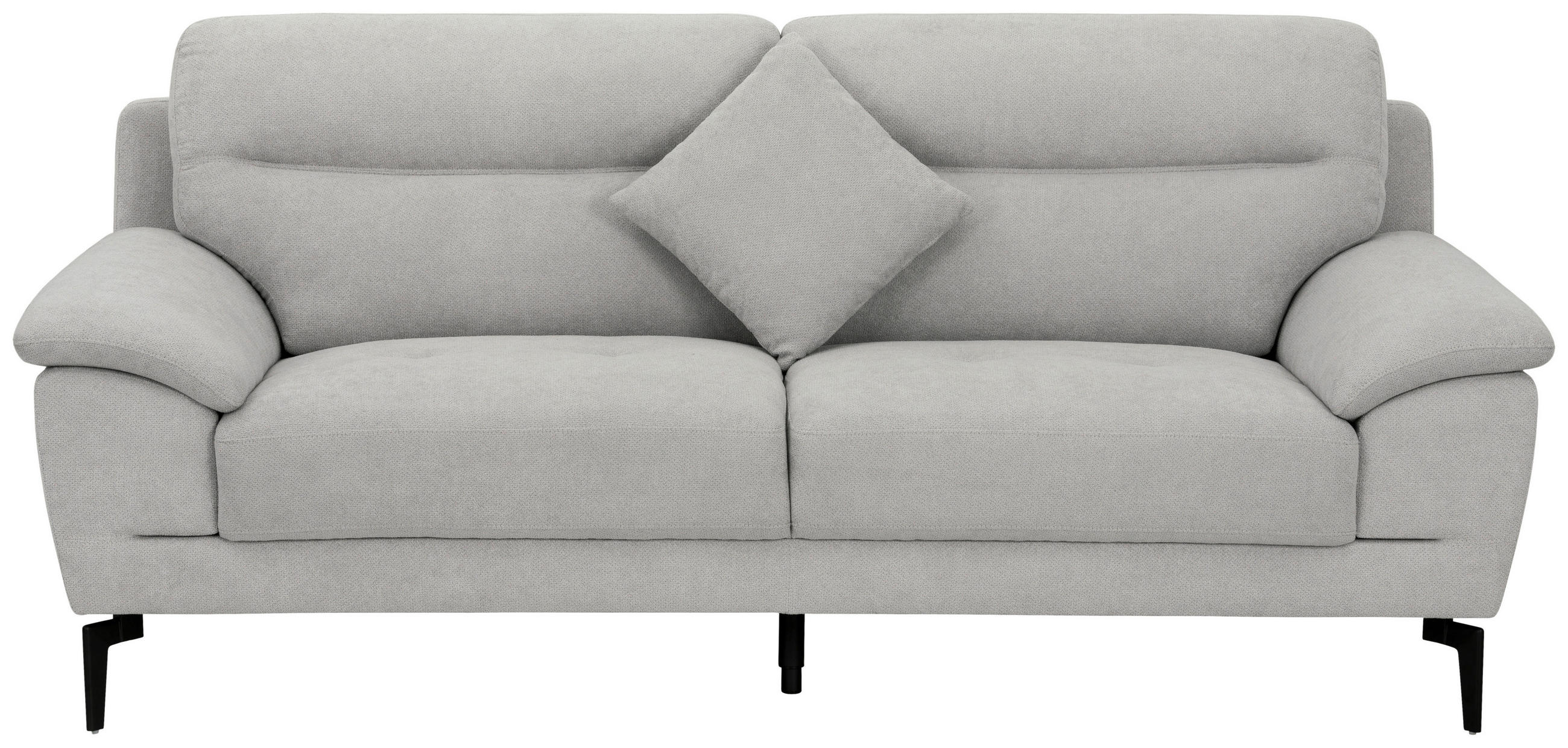 BOXSPRINGSOFA in Textil Grau  - Schwarz/Grau, KONVENTIONELL, Textil/Metall (215/92/94cm) - Livetastic