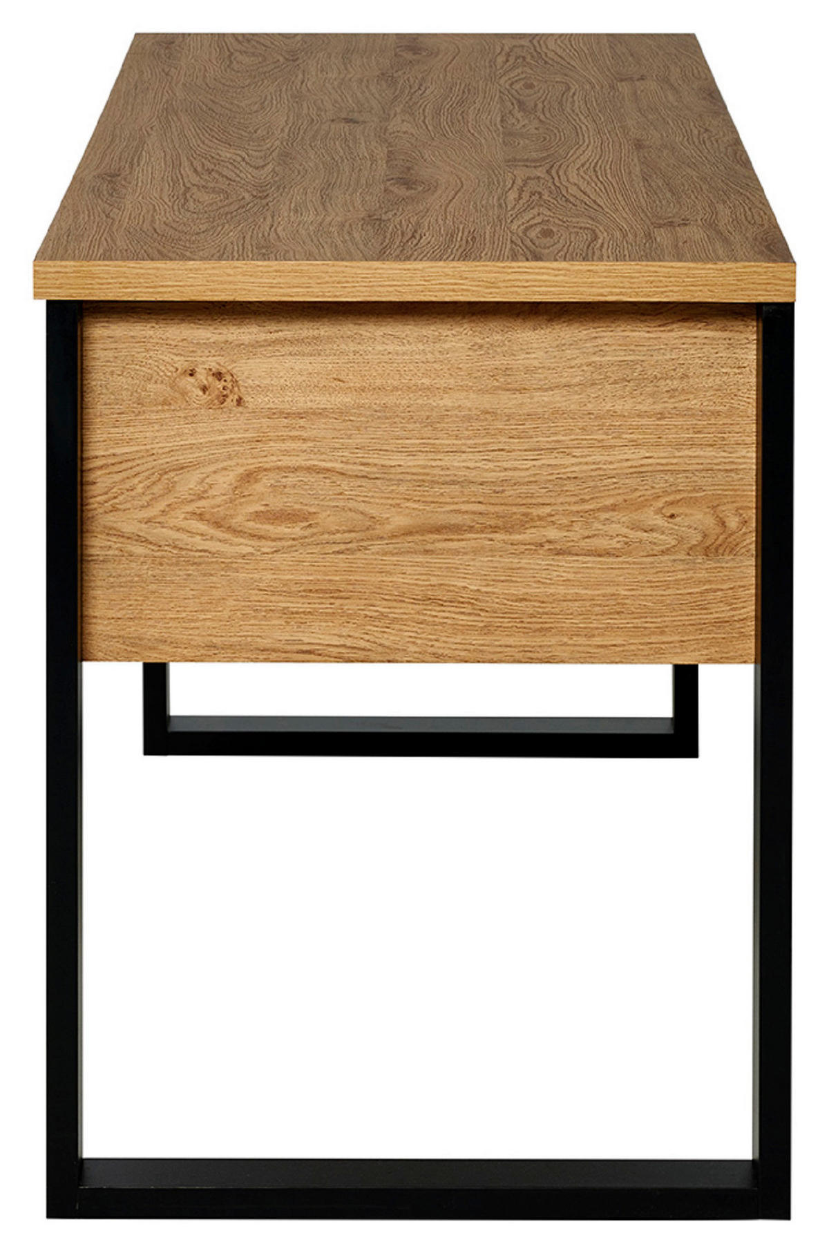 SCHREIBTISCH 150/59/76 cm  in Schwarz, Eichefarben  - Eichefarben/Schwarz, MODERN, Holzwerkstoff/Metall (150/59/76cm) - Livetastic