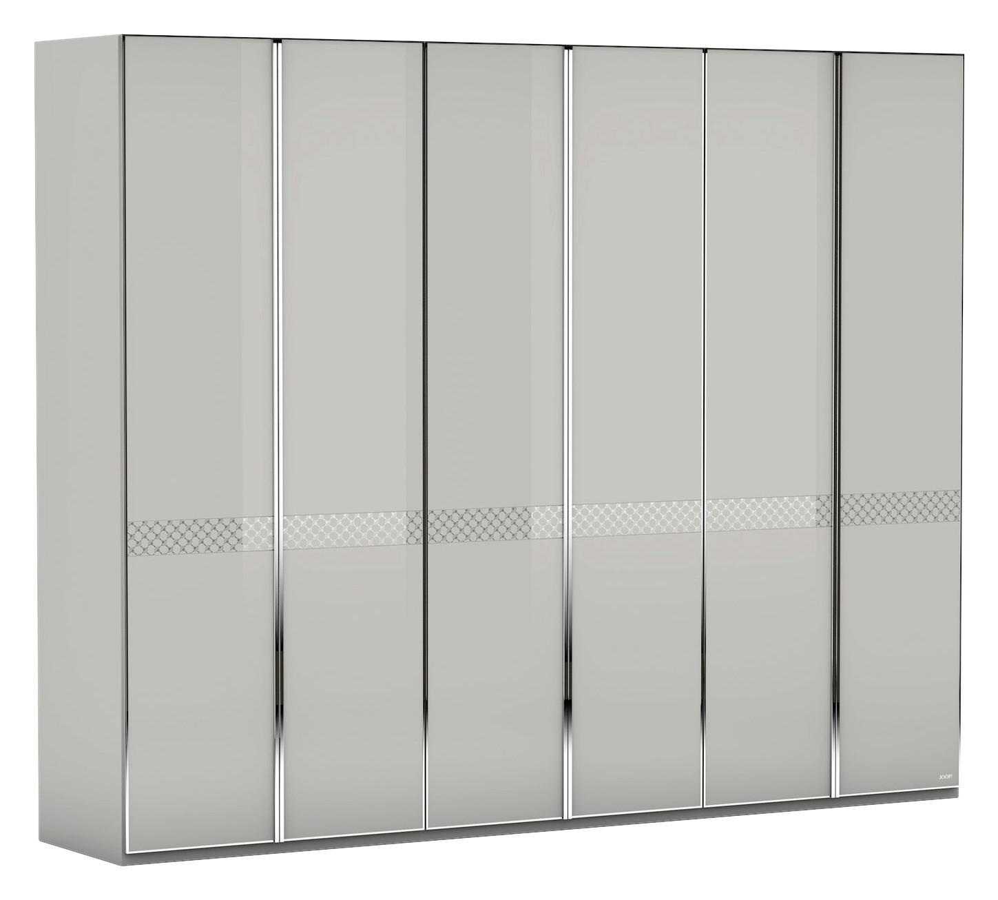 DREHTÜRENSCHRANK 298/240/63 cm 6-türig Hellgrau  - Chromfarben/Hellgrau, Design, Glas/Holzwerkstoff (298/240/63cm) - Joop!