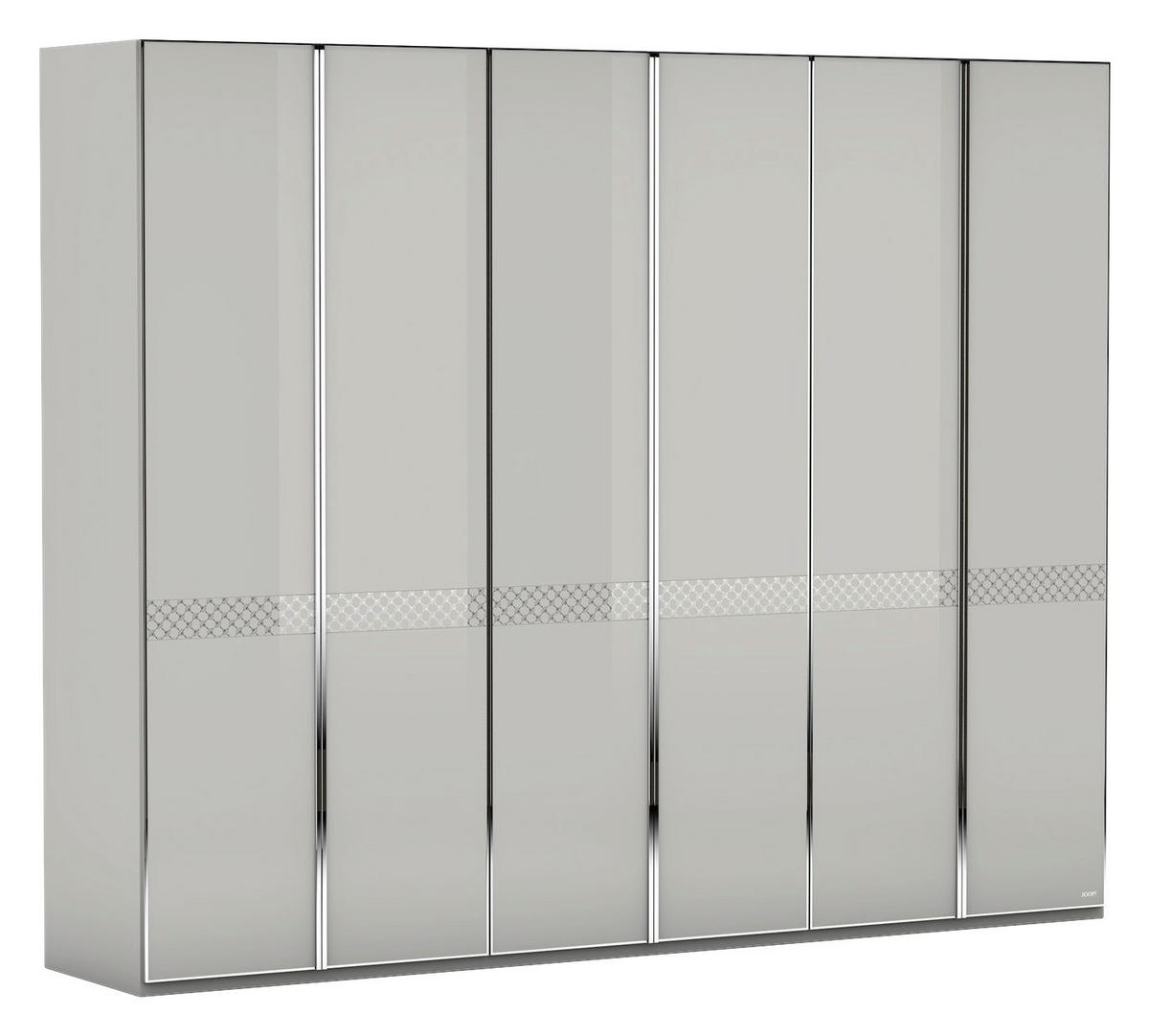DREHTÜRENSCHRANK 298/240/63 cm 6-türig  - Chromfarben/Hellgrau, Design, Glas/Holzwerkstoff (298/240/63cm) - Joop!