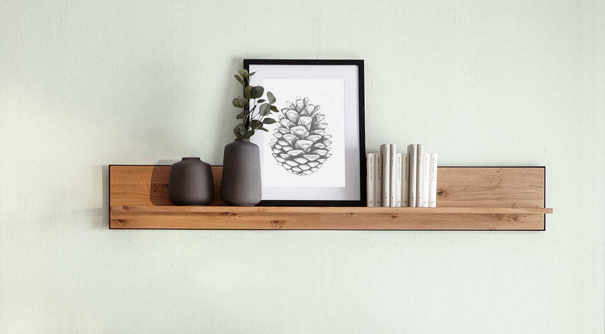 WANDBOARD in 155/23/23 cm Eichefarben  - Eichefarben, KONVENTIONELL, Holz/Metall (155/23/23cm) - Linea Natura