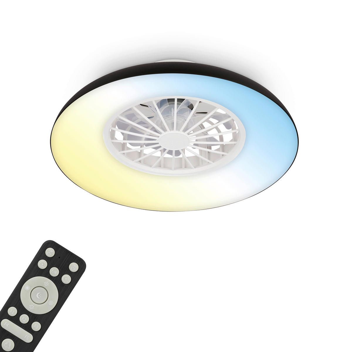 Deckenleuchte mit Ventilator 48,5/16 cm  - Schwarz/Weiß, Design, Kunststoff (48,5/16cm)