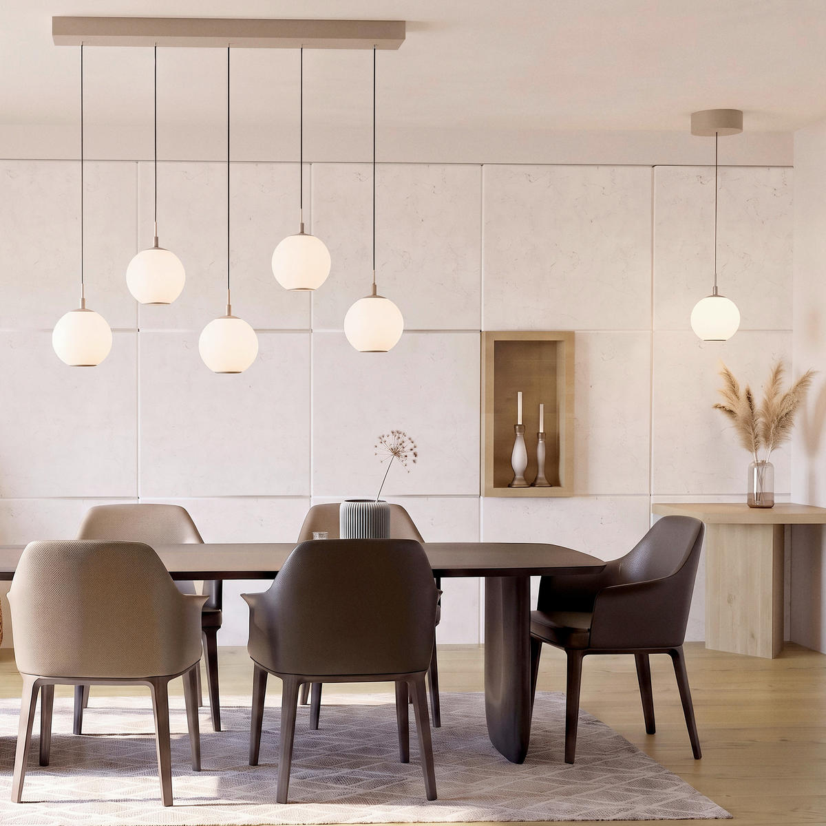 LED-HÄNGELEUCHTE Sandora 92/25/180 cm  - Sandfarben, Design, Glas/Kunststoff (92/25/180cm) - Paul Neuhaus