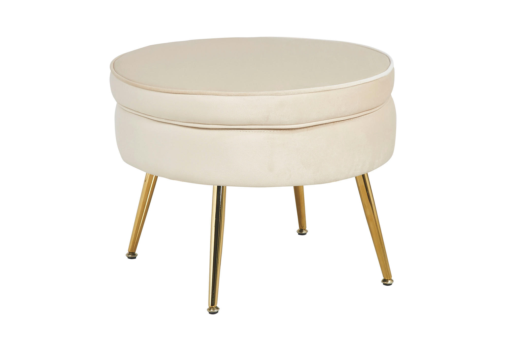 HOCKER in Textil Beige - Beige/Goldfarben, MODERN, Textil/Metall (52/41/52cm) - Livetastic
