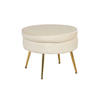 HOCKER in Textil Beige  - Beige/Goldfarben, MODERN, Textil/Metall (52/41/52cm) - Livetastic