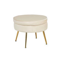HOCKER in Textil Beige  - Beige/Goldfarben, MODERN, Textil/Metall (52/41/52cm) - Livetastic