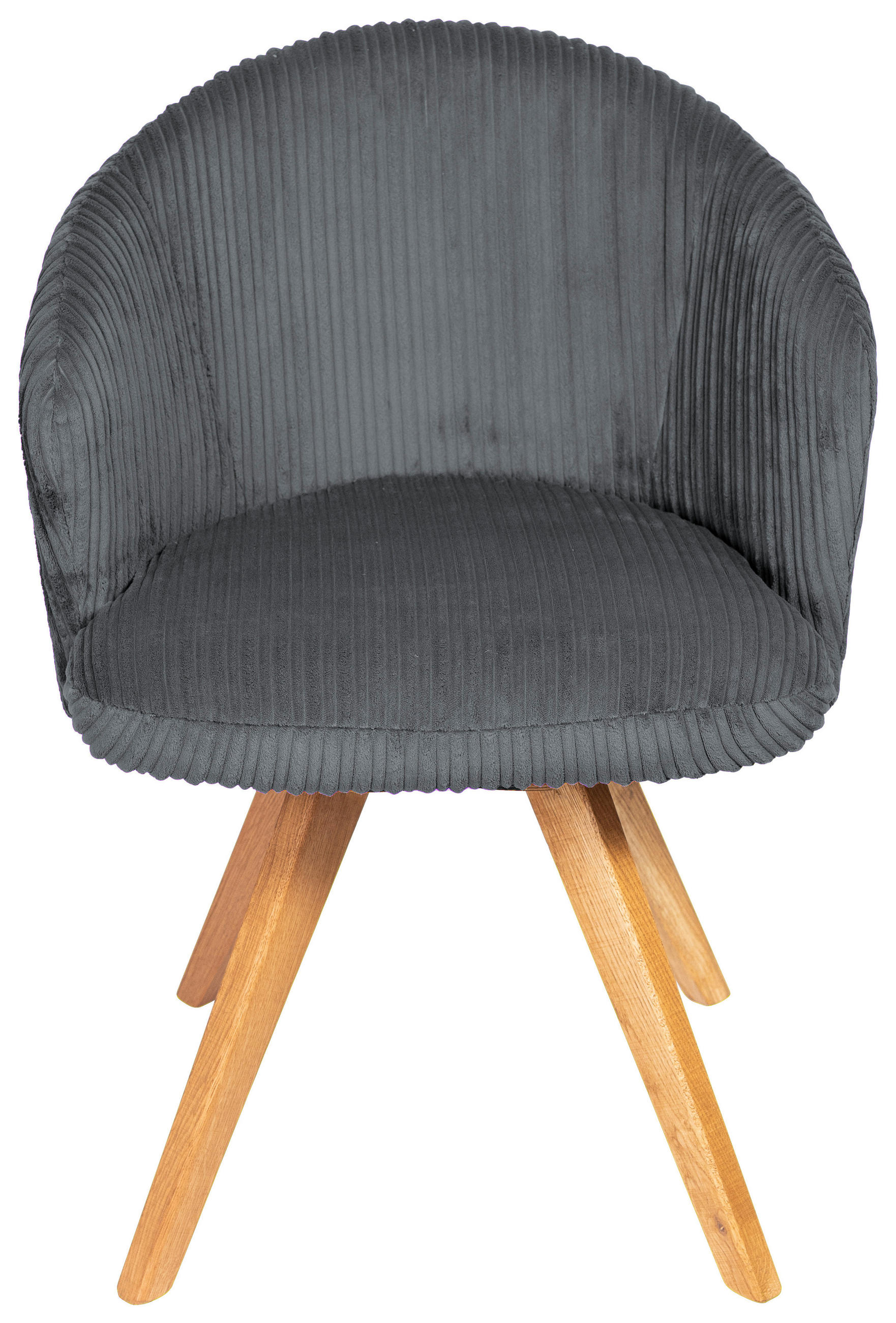 ARMLEHNSTUHL  in Feincord  - Eichefarben/Dunkelgrau, KONVENTIONELL, Holz/Textil (61/82/59cm) - Stylife