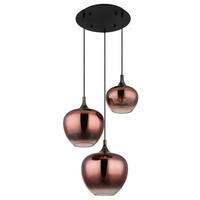 HÄNGELEUCHTE MAXY 48/120 cm  - Schwarz/Kupferfarben, Design, Glas/Metall (48/120cm) - Globo