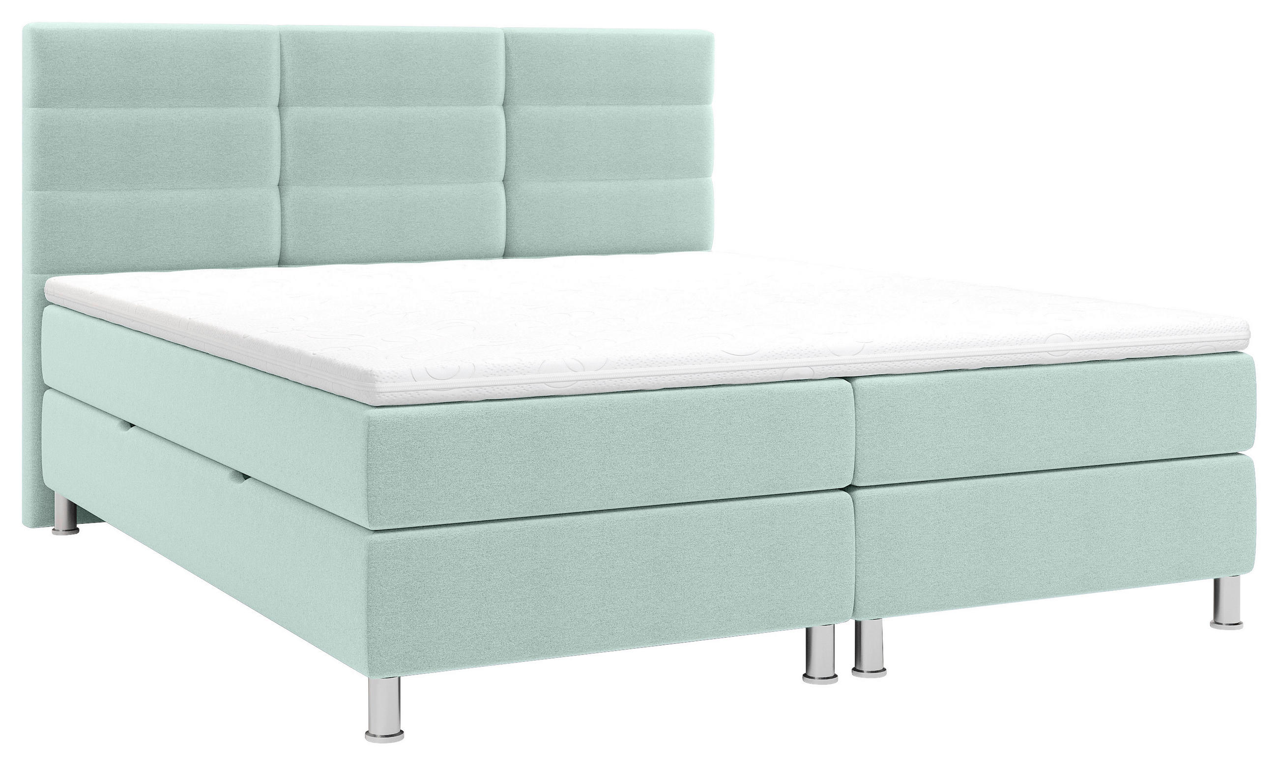 BOXBETT 160/200 cm,  in Türkis, Matratze, Bettkasten, Topper, H2 = mittel  - Türkis/Chromfarben, KONVENTIONELL, Textil/Metall (160/200cm) - Carryhome