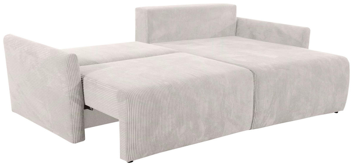 ECKSOFA in Cord Weiss  - Weiss/Schwarz, Konventionell, Kunststoff/Textil (228/146cm) - MID.YOU