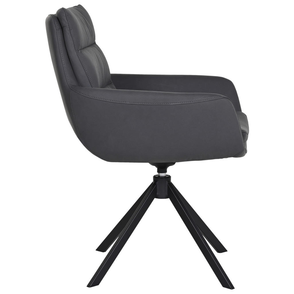 Thumbnail - Dieter Knoll Armlehnstuhl, Schwarz, Metall, Leder, Echtleder, Rindleder, Füllung: Polyetherschaumkern, A-Form, 62.5x89x6...