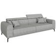 BIGSOFA Webstoff Grau  - Schwarz/Grau, KONVENTIONELL, Textil/Metall (280/80/110cm) - Carryhome
