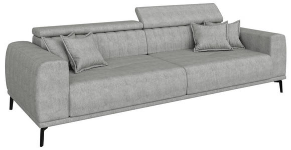 BIGSOFA Webstoff Grau  - Schwarz/Grau, KONVENTIONELL, Textil/Metall (280/80/110cm) - Carryhome