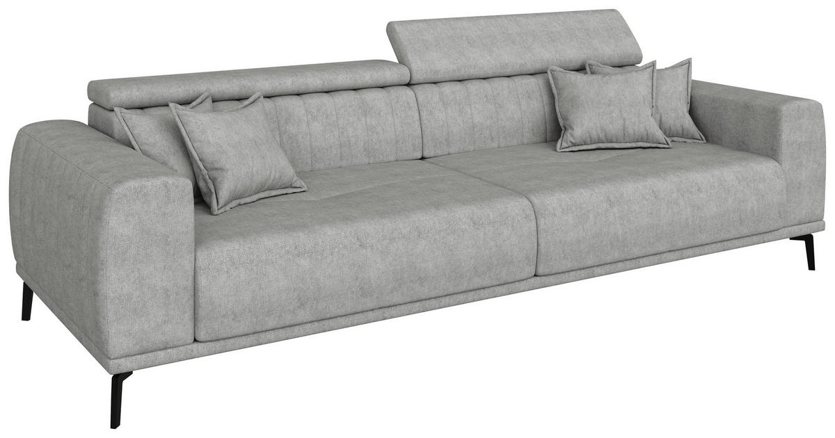 BIGSOFA Webstoff Grau  - Schwarz/Grau, KONVENTIONELL, Textil/Metall (280/80/110cm) - Carryhome