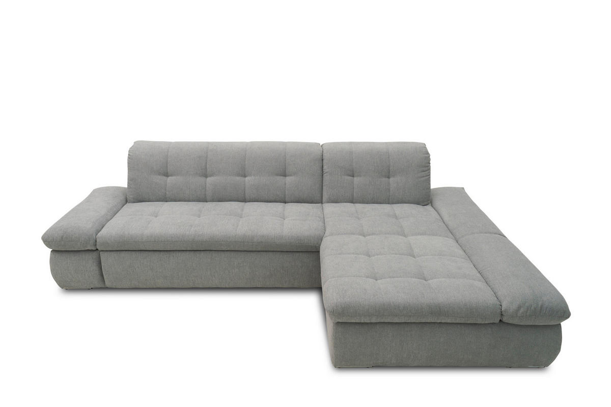 ECKSOFA Grau Mikrofaser  - Chromfarben/Grau, KONVENTIONELL, Textil/Metall (300/172cm) - MID.YOU