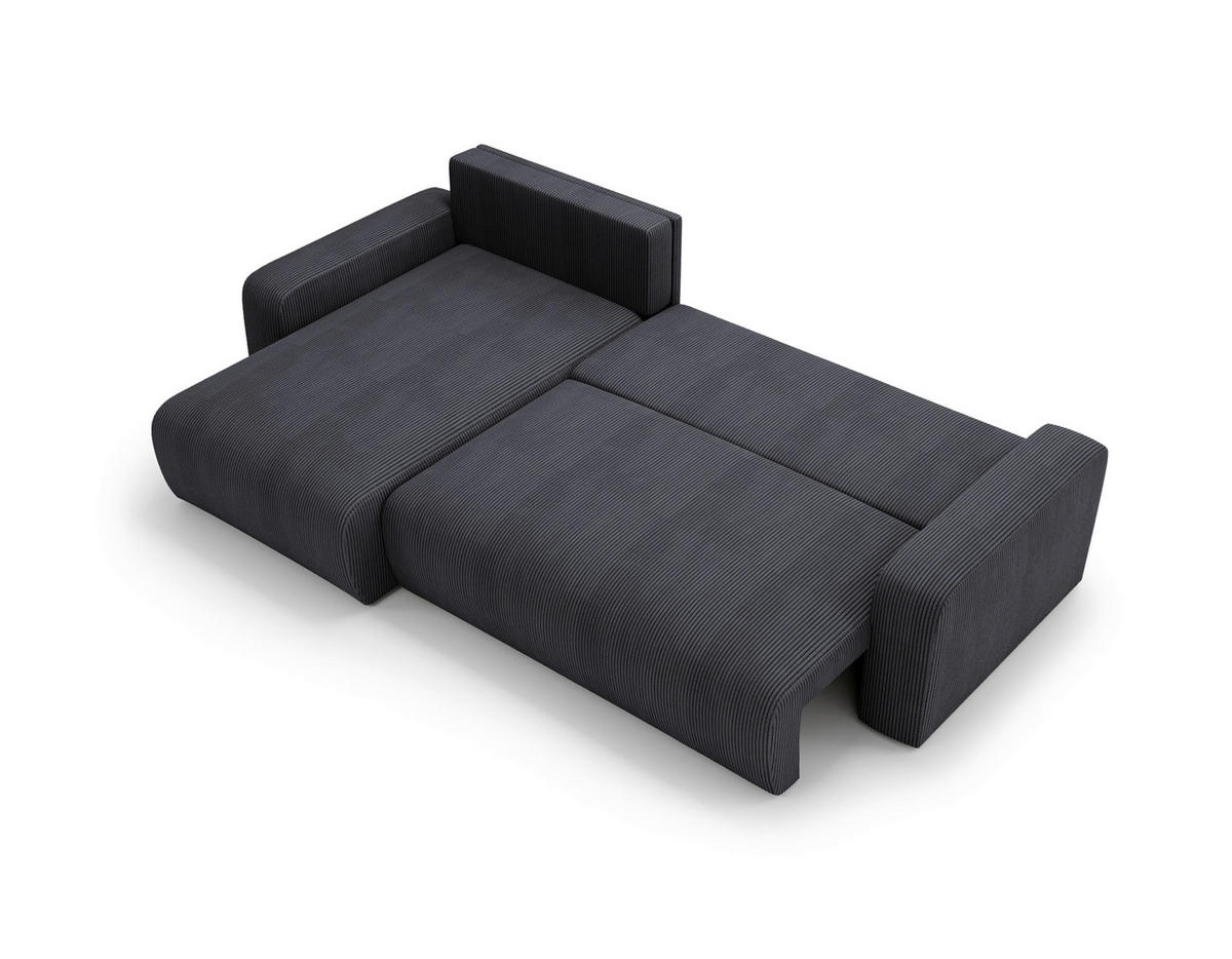 ECKSOFA in Cord Graphitfarben  - Schwarz/Graphitfarben, Modern, Kunststoff/Textil (150/245cm) - Carryhome