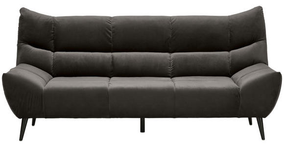 3-SITZER-SOFA Mikrofaser Dunkelgrau  - Dunkelgrau/Schwarz, Design, Textil/Metall (224/106/101cm) - Xora