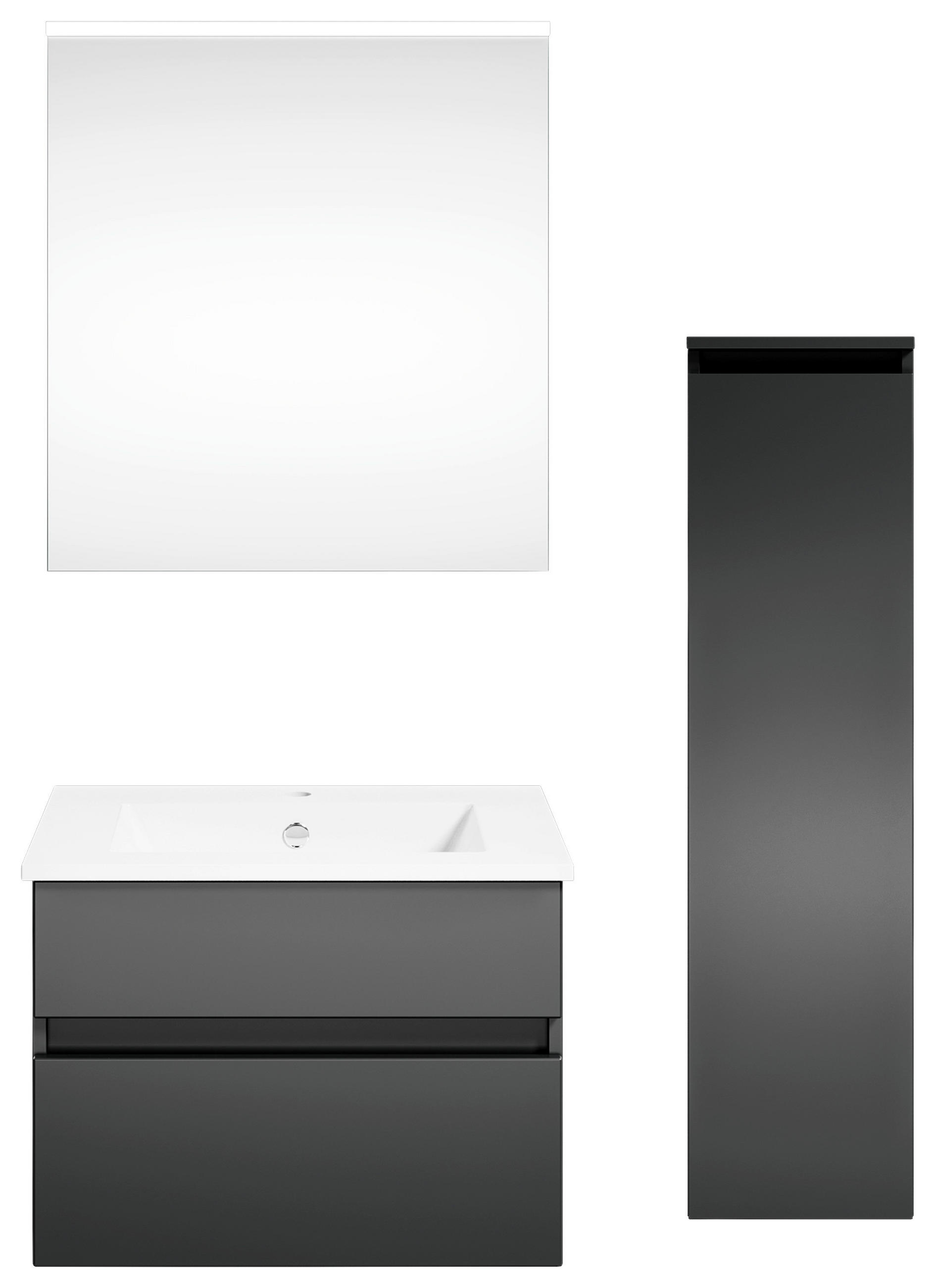 BADEZIMMER  in 92,2 cm  - Dunkelgrau/Anthrazit, KONVENTIONELL, Holzwerkstoff (92,2cm) - Puris