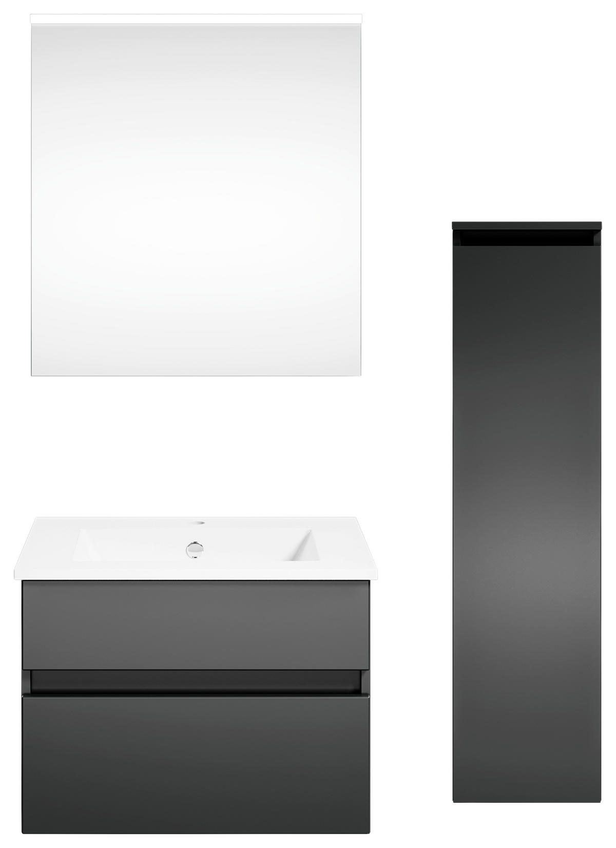 BADEZIMMER 92,2 cm  - Weiss/Dunkelgrau, Konventionell, Holzwerkstoff (92,2cm) - Puris