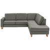 ECKSOFA in Echtleder Grau  - Eiche Bianco/Grau, Natur, Leder/Holz (257/235cm) - Valdera