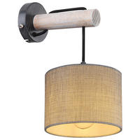 WANDLEUCHTE Roger 18/25,5/33,5 cm   - Schwarz/Grau, Natur, Holz/Textil (18/25,5/33,5cm) - Globo