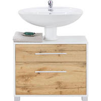 SKŘÍŇKA POD UMYVADLO, barvy dubu, bílá, 65/53/35 cm - bílá/barvy dubu, Moderní, kov/dřevo (65/53/35cm) - Welnova
