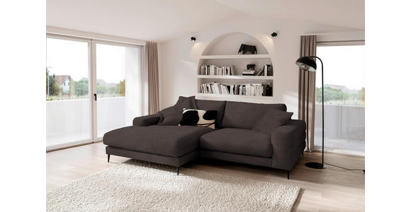 ECKSOFA  in Flachgewebe Braun  177/253 cm  - Schwarz/Braun, Design, Textil/Metall (177/253cm) - Dieter Knoll