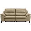 2,5-SITZER mit Relaxfunktion in Kombination Echtleder/Lederlook Greige  - Wengefarben/Greige, Design, Leder/Holz (216/97/95-151cm) - Livetastic