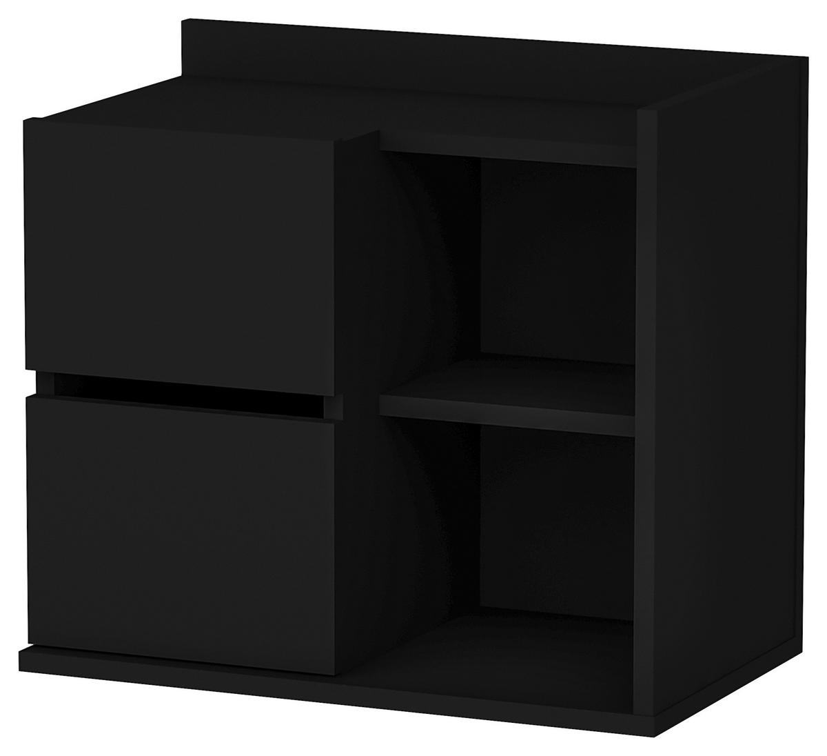 NOČNÍ STOLEK, černá, 60/53,2/35 cm - černá, Design, kompozitní dřevo (60/53,2/35cm) - MID.YOU