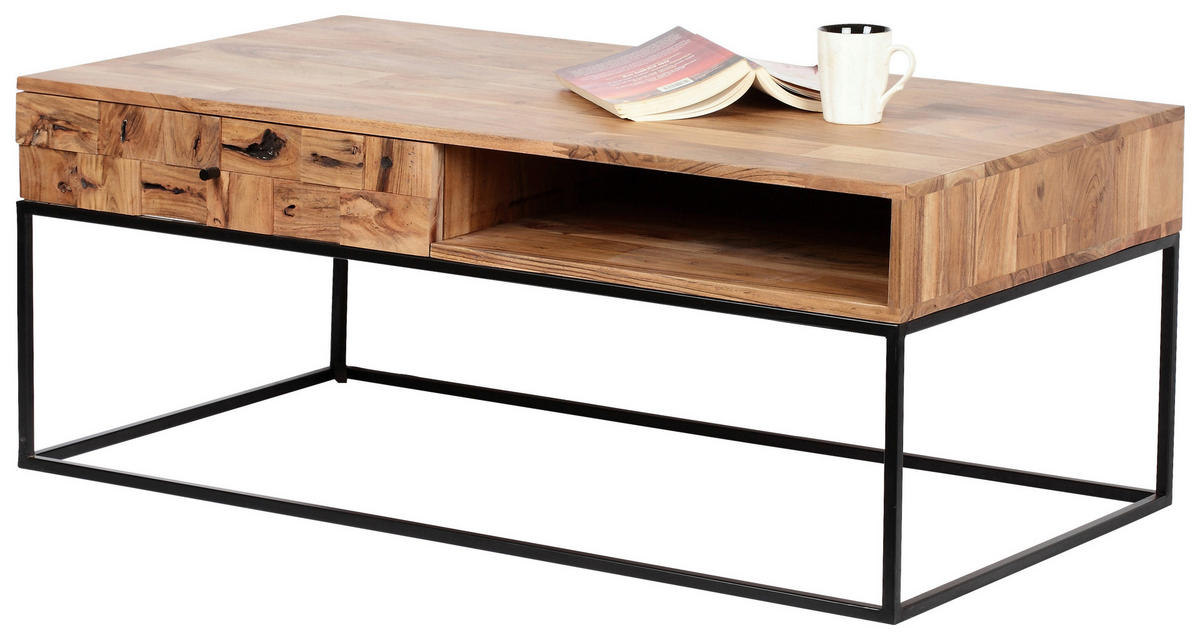 KLUB STOČIĆ  boja akacije  - boja akacije/crna, Trendi, drvo/metal (110/55/45cm) - Carryhome