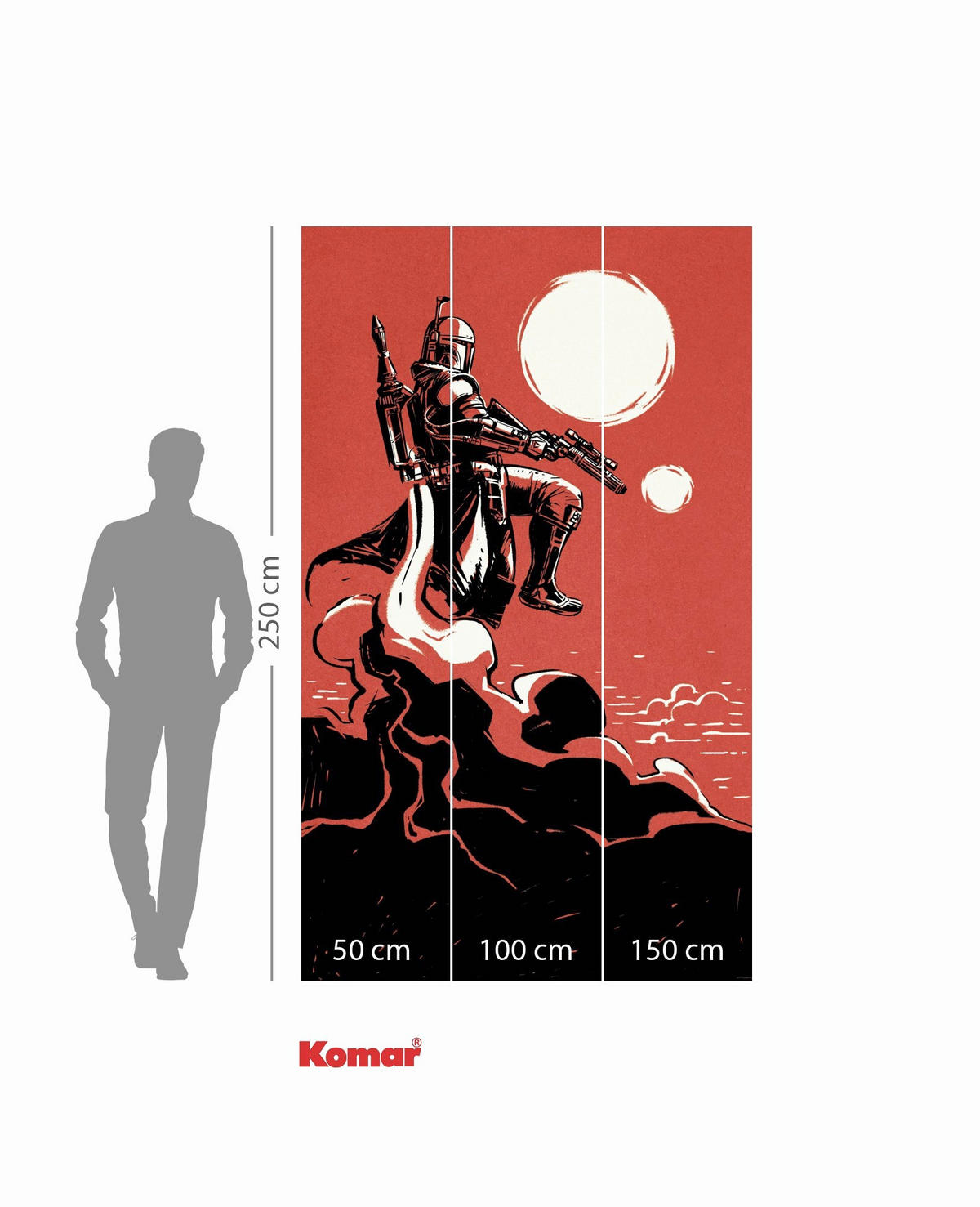 FOTOTAPETE BOBA FETT BOUNTY HUNTER  - Rot, Design, Textil (150/250cm) - Star Wars