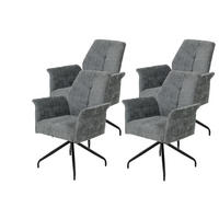 ARMLEHNSTUHL-SET 4 Stück  in Stahl Webstoff, Mikrofaser  - Hellgrau/Schwarz, MODERN, Textil/Metall (71/93/68cm) - MID.YOU