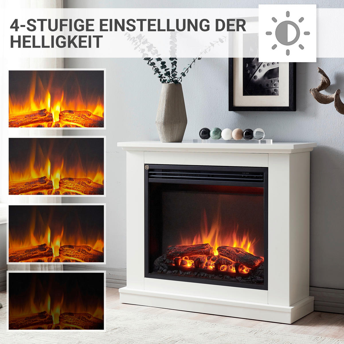 ELEKTROKAMIN - Weiß, Basics, Metall (82/69/25cm)