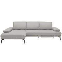ECKSOFA Echtleder Greige  - Greige/Schwarz, Design, Leder/Metall (187/273cm) - Celina Home